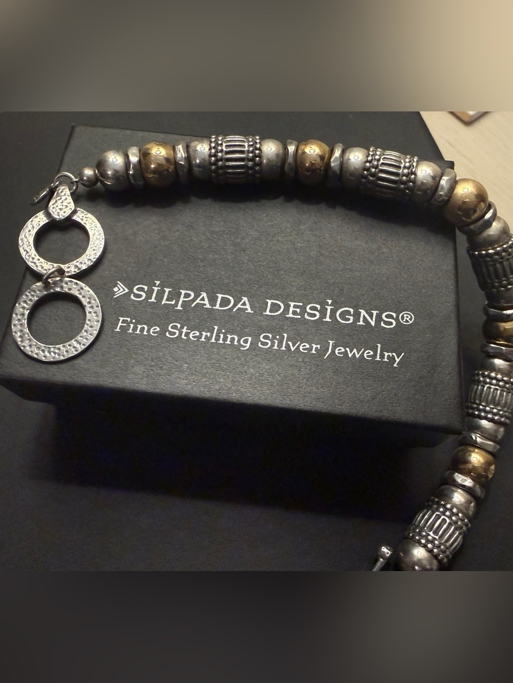 Silpada Two-Tone 925 Sterling Silver and Gold Accent Bead Bracelet